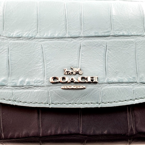 Coach Slim Envelope Clutch Wallet Crocodile Embossed Leather Snap F27482 - Picture 5 of 12